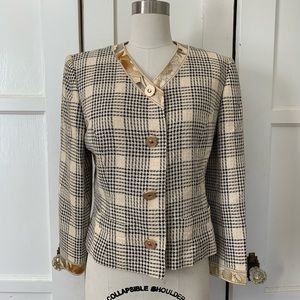 Vintage Leonard Paris Luxury Blazer Silk Trim Size 40